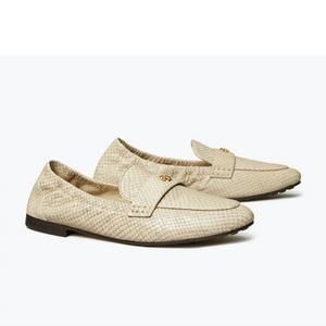 NEW TORY BURCH women's ballet loafers in taupe snake